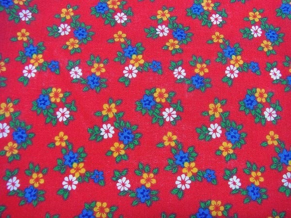 赤色・小花柄・デッドストック・ヴィンテージ・ファブリック/生地　USA