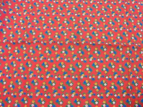 赤色・小花柄・デッドストック・ヴィンテージ・ファブリック/生地　USA