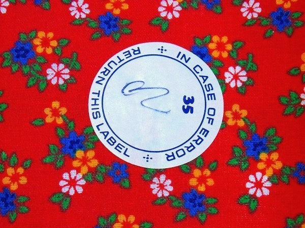 赤色・小花柄・デッドストック・ヴィンテージ・ファブリック/生地　USA