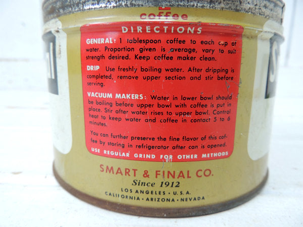 【Smart&Final】ティン製・ヴィンテージ・コーヒー缶/ブリキ缶/ガーデニング