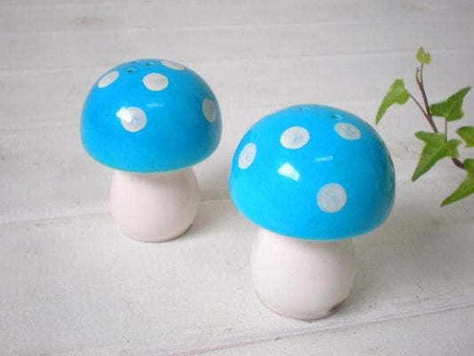 きのこ・キノコ　陶器製ヴィンテージ・ソルト&ペッパー(S&P)
