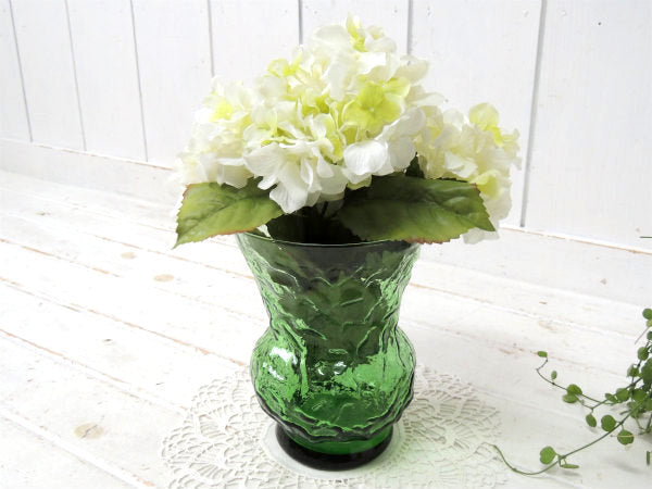 ミッドセンチュリー アボカドグリーン・USA ガラス・ヴィンテージ・フラワーベース・花瓶