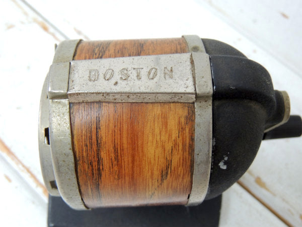 【BOSTON×ウッド柄】バキュームタイプ・ヴィンテージ・ペンシルシャープナー/鉛筆削り・USA