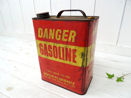 【DANGER・GASOLINE】ブリキ製・ヴィンテージ・ガソリン缶・モーター系・ガレージ・キャンプ