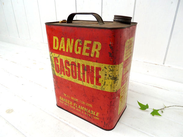 【DANGER・GASOLINE】ブリキ製・ヴィンテージ・ガソリン缶・モーター系・ガレージ・キャンプ