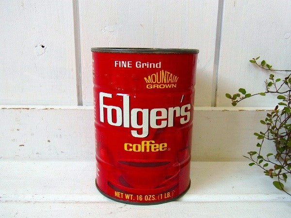 【Folgers】フォルジャーズ・ブリキ製・ヴィンテージ・コーヒー缶 USA