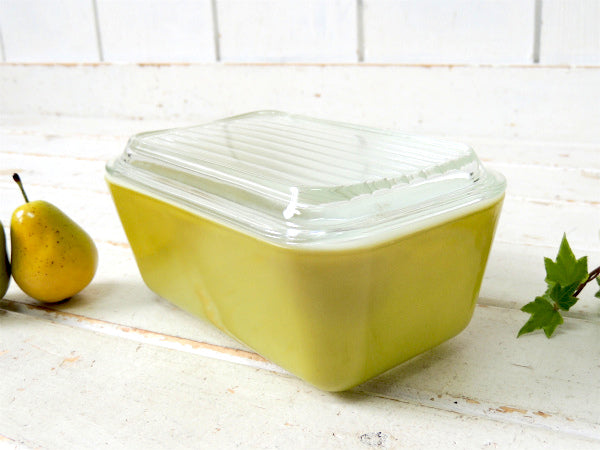 【PYREX】パイレックス・グリーン・ヴィンテージ・レフケース・レフリジレーター・保存容器(M)