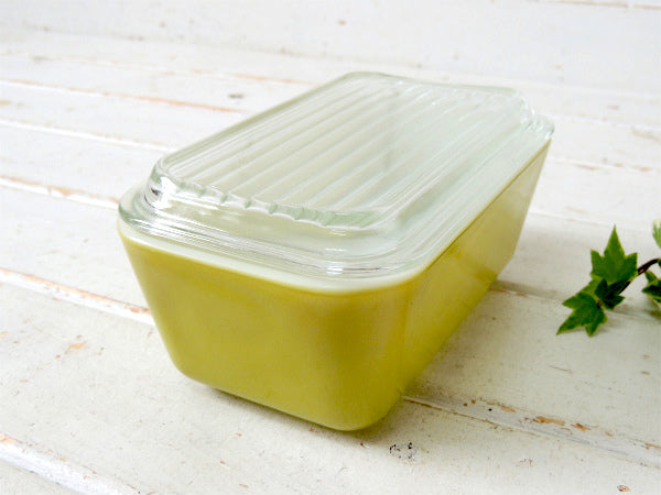 【PYREX】パイレックス・グリーン・ヴィンテージ・レフケース・レフリジレーター・保存容器(M)