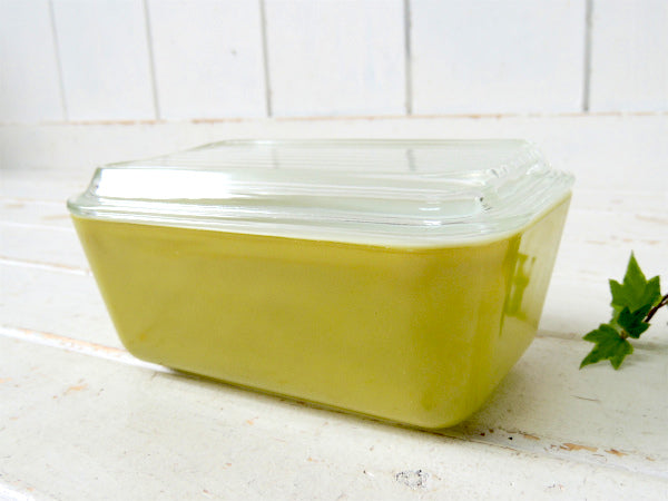 【PYREX】パイレックス・グリーン・ヴィンテージ・レフケース・レフリジレーター・保存容器(M)