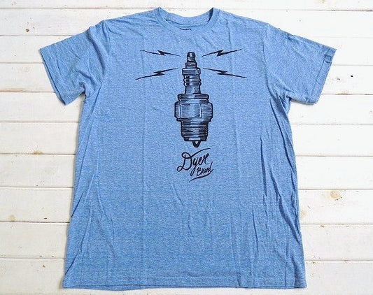 【DYER BRAND】ダイアーブランド・Spark Plug・Tシャツ&ステッカー/XL/ブルー