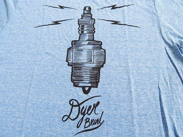 【DYER BRAND】ダイアーブランド・Spark Plug・Tシャツ&ステッカー/XL/ブルー