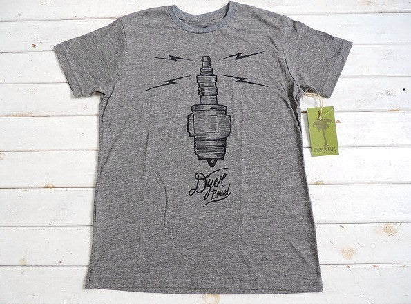 【DYER BRAND】ダイアーブランド・Spark Plug・Tシャツ&ステッカー/S/グレー