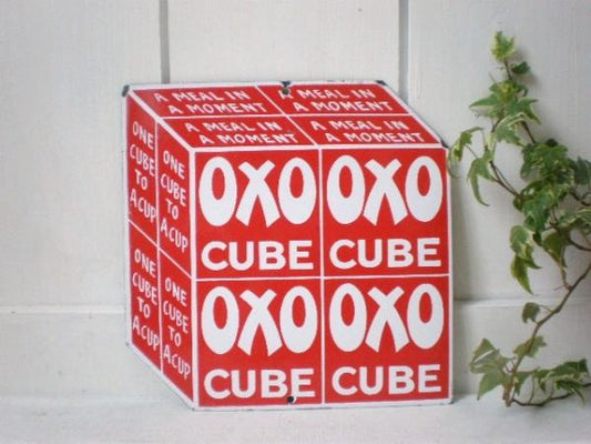 イギリス　OXOキューブ柄アンティーク・サイン