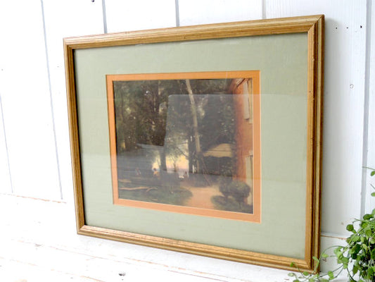 ゴールド×アイボリー・額縁　USA・風景画・木製フレーム・ヴィンテージ・アートフレーム