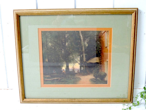 ゴールド×アイボリー・額縁　USA・風景画・木製フレーム・ヴィンテージ・アートフレーム