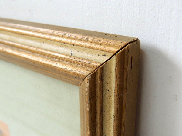 ゴールド×アイボリー・額縁　USA・風景画・木製フレーム・ヴィンテージ・アートフレーム