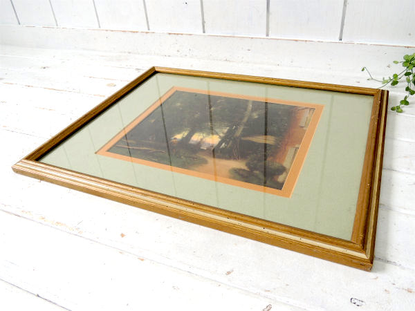 ゴールド×アイボリー・額縁　USA・風景画・木製フレーム・ヴィンテージ・アートフレーム