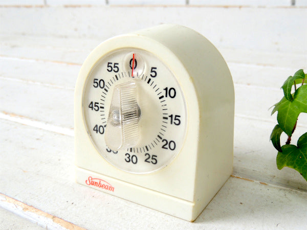 【Sunbeam】アイボリー色・プラスティック製・ヴィンテージ・キッチンタイマー・タイマー USA