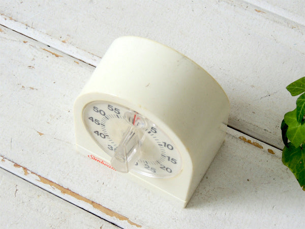 【Sunbeam】アイボリー色・プラスティック製・ヴィンテージ・キッチンタイマー・タイマー USA