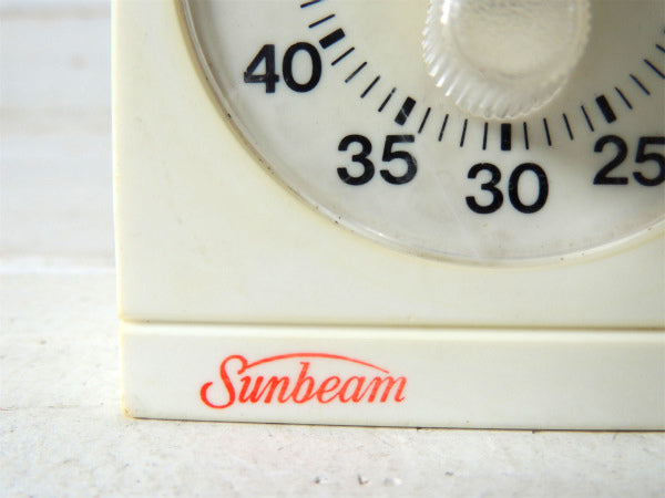 【Sunbeam】アイボリー色・プラスティック製・ヴィンテージ・キッチンタイマー・タイマー USA