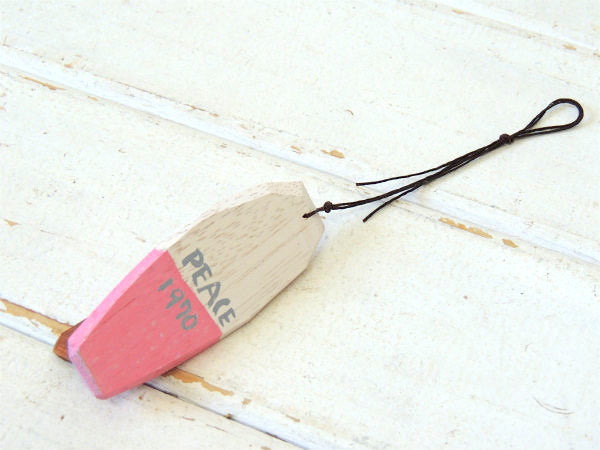 【PEACE 1970】松田大児作・ピンク×アイボリー・木製・ミニサーフボード・オブジェ⑫