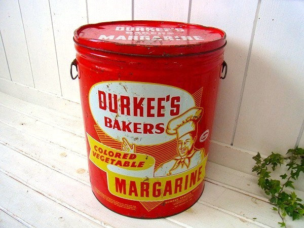 【DURKEE'S】マーガリンの大きなヴィンテージ・ブリキ缶/ティン缶 USA