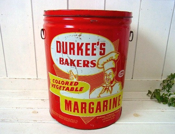 【DURKEE'S】マーガリンの大きなヴィンテージ・ブリキ缶/ティン缶 USA