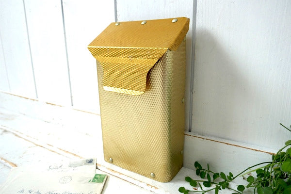 ゴールドトーン×スタッズ・ミッドセンチュリー・ヴィンテージ ・郵便受け・ポスト・メールボックス