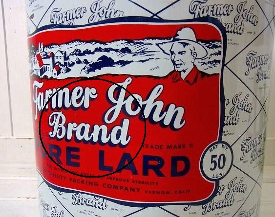 【Farmer John】カリフォルニア・大きなヴィンテージ・ラード缶/ティン缶 USA