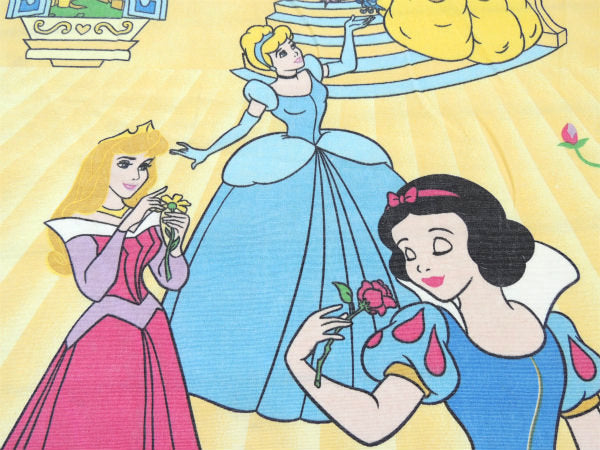 【ディズニープリンセス】シンデレラ&美女と野獣&白雪姫・ヴィンテージ・ベッドスプレッド/ベッドカバー