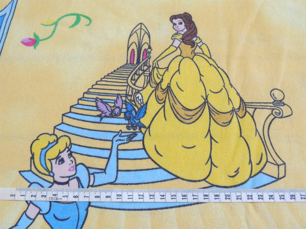 【ディズニープリンセス】シンデレラ&美女と野獣&白雪姫・ヴィンテージ・ベッドスプレッド/ベッドカバー