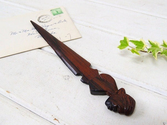 木彫りの女性・ヴィンテージ・レターオープナー/ペーパーナイフ USA