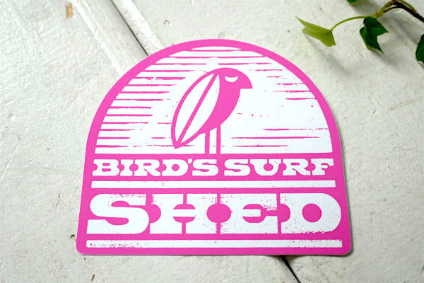 BIRD'S SURF ホワイト×ピンク・サーフショップ・カリフォルニア・サーフィン ステッカー