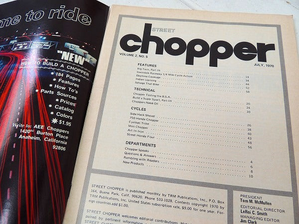 1970 chopper チョッパー BIG TWIN ビンテージ バイク雑誌・ハーレー・オートバイ