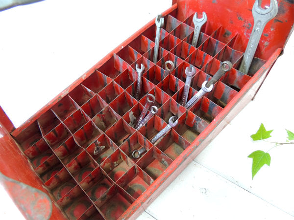 USA・レッドカラー・メタル製・工業系・工具箱・ヴィンテージ・ツールボックス・バスケット