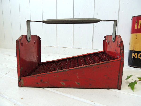 USA・レッドカラー・メタル製・工業系・工具箱・ヴィンテージ・ツールボックス・バスケット