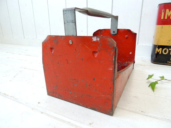 USA・レッドカラー・メタル製・工業系・工具箱・ヴィンテージ・ツールボックス・バスケット