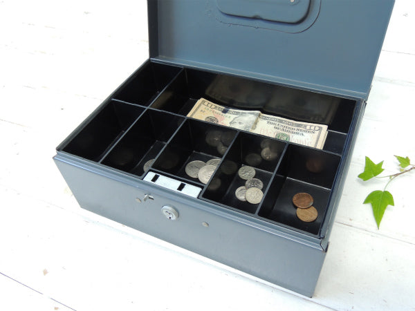 【Steelmaster・NY】工業系・仕切り付き・ビンテージ・キャッシュボックス/金庫USA