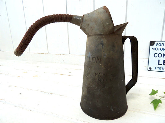 【HALF GALLON・US】ブリキ製・ビンテージ・オイルジャグ・ガレージ&モータ系