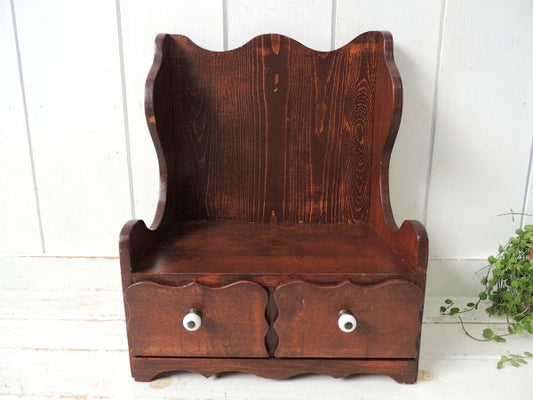 US レトロモダン 引き出し付き・木製・アンティーク・本棚・ブックスタンド・書類棚・収納棚・シェルフ