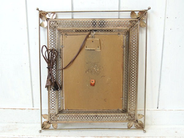 【十字架・キリスト・聖品】レンチキュラー・ライト付き・ヴィンテージ・ウォールデコ・壁飾り/電飾看板