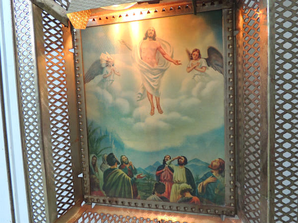 【十字架・キリスト・聖品】レンチキュラー・ライト付き・ヴィンテージ・ウォールデコ・壁飾り/電飾看板