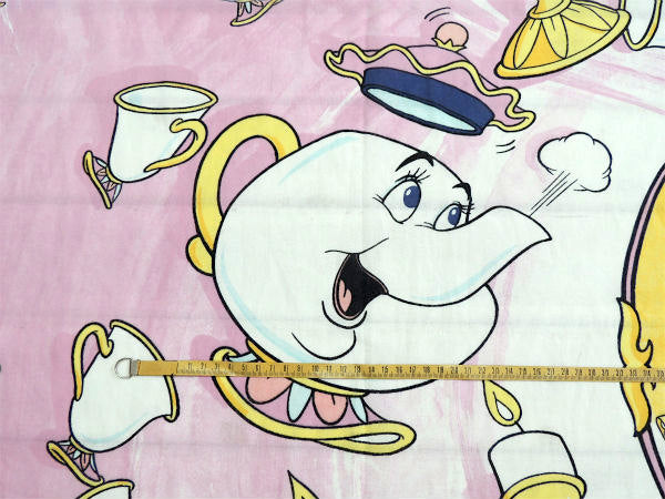 【美女と野獣】ディズニー・大柄プリント・ユーズドシーツ(フラットタイプ)USA