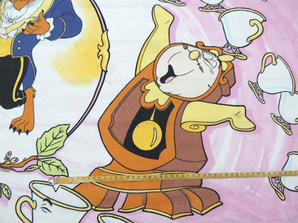 【美女と野獣】ディズニー・大柄プリント・ユーズドシーツ(フラットタイプ)USA