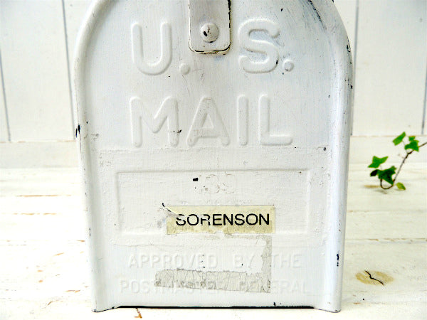 【U.S MAIL・SORENSON】USA・白色ブリキ製・ビンテージ・メールボックス/ポスト/郵便