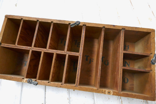指矢印&ステンシル文字 仕切り 工業系 ヴィンテージ 木箱 ウッドボックス 収納 工具箱 USA