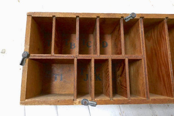 指矢印&ステンシル文字 仕切り 工業系 ヴィンテージ 木箱 ウッドボックス 収納 工具箱 USA