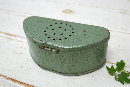 グリーン メタル ヴィンテージ フィッシング ベイトボックス ベイトケース 餌 US 釣り ルアー