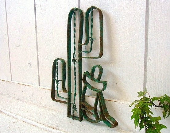 サボテン型・アイアン製・ヴィンテージ・壁飾り/ウォールデコ USA