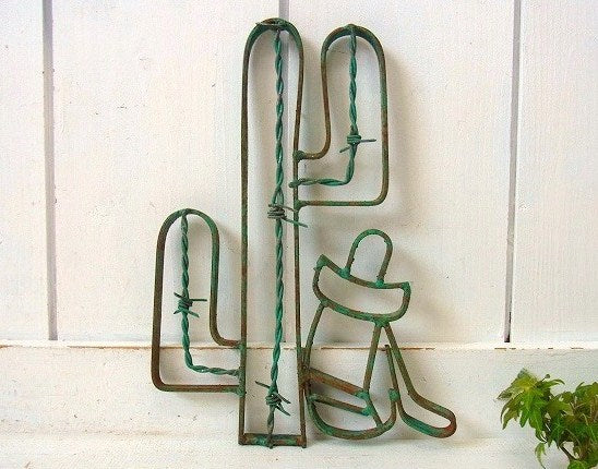 サボテン型・アイアン製・ヴィンテージ・壁飾り/ウォールデコ USA